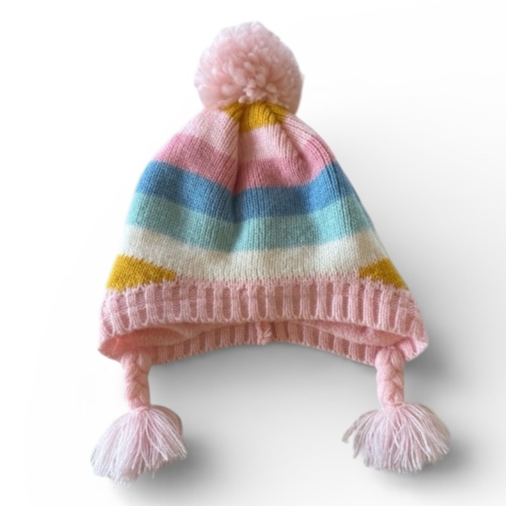Carter’s Girls Knit Winter Hat Pom Pom Tassels 2T/4T